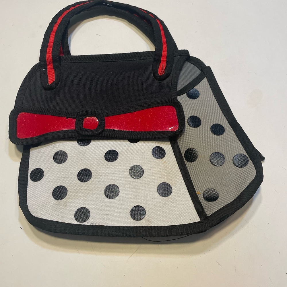 2D  Polka Dot Handbag with Red Accent